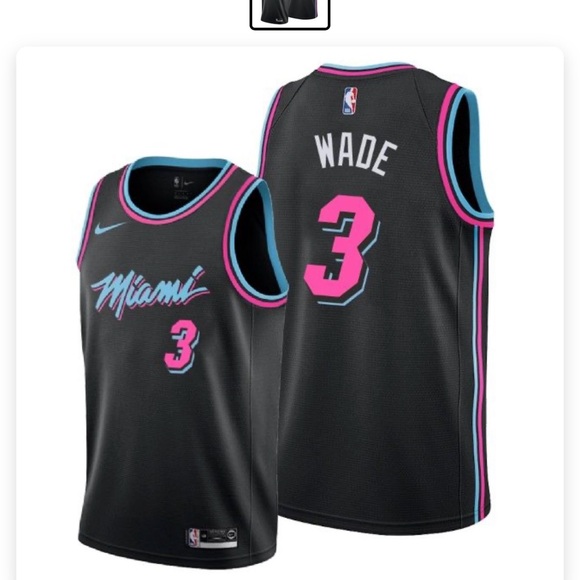 Nike Other - Nike Black Miami Jersey with Pink and Blue Trim Youth NBA Jersey